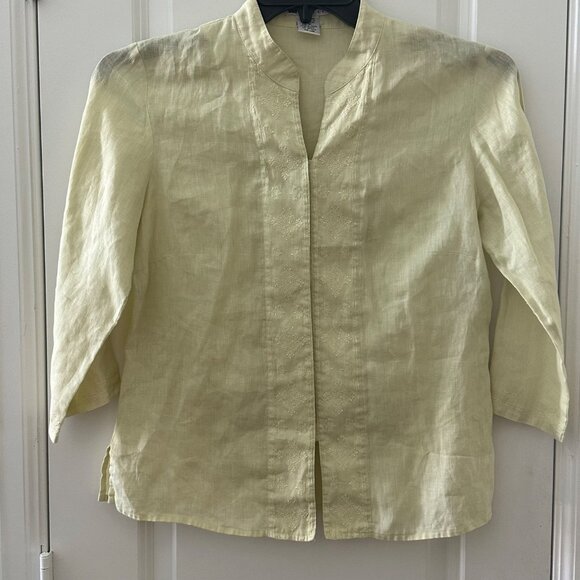 Carole Little Womens Linen Embroidered Jacket Light Green Size M - Picture 2 of 9